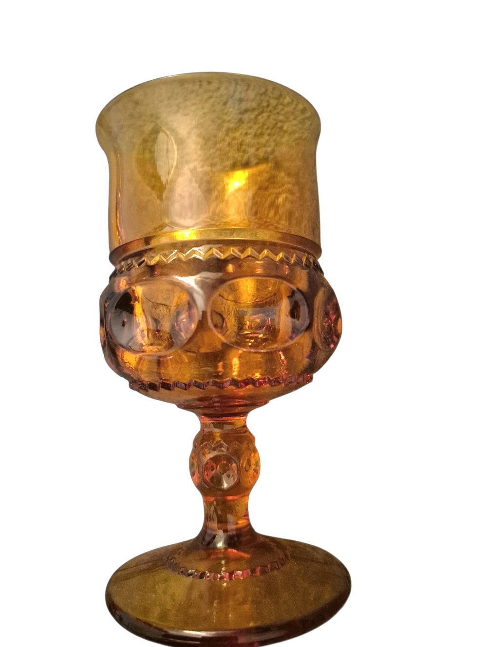 VINTAGE KINGS CROWN Amber Wine Goblet Set of 4 Indiana Glass 5 5/8 In Open Box - Picture 9 of 9